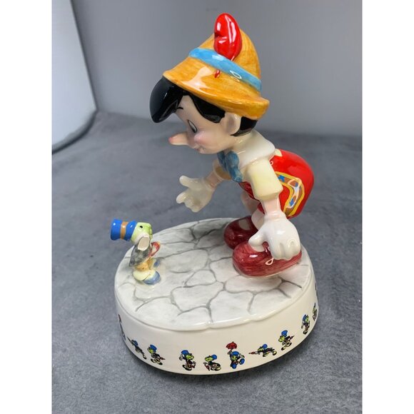 Pinocchio & Jiminy Cricket Musical Figurine Vintage Schmid Porcelain Collectible - Picture 9 of 10